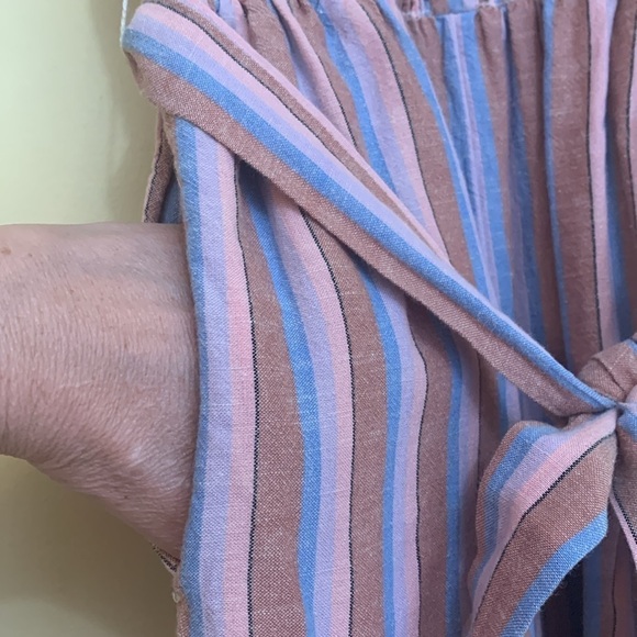 Billabong Multi Color Forward Feelings Smocked Spaghetti Strap Belted Jumpsuit L - Picture 13 of 17